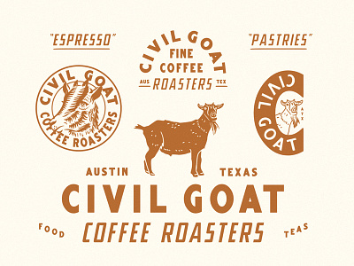 Civil Goat austin badge branding civil goat coffee goat identity illustration roasters seal texas