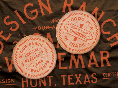 D Ranch Merchants brand extension camp currency design ranch merchandise texas wooden nickel workshop