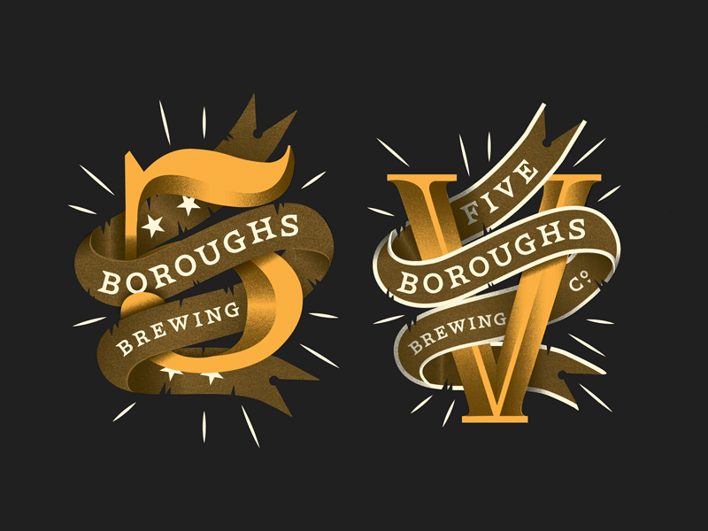 5 V banne numeral serif dimensional monogram identity company brewing boroughs animated v 5