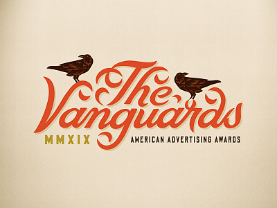 The Vanguards 2019 adfed austin awards custom type grackle illustration lettering script texas vanguard
