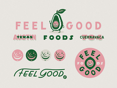 Feel Good Foods austin avocado brandidentity food program foods good illustration kitchen lettering smile texas