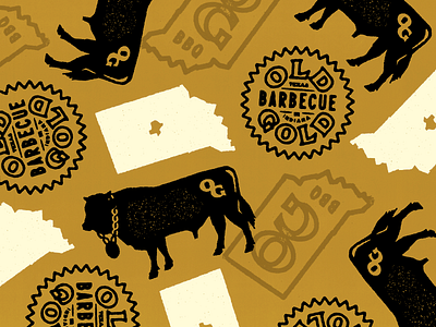 OG Pattern barbecue brand extension chain cow icons illustration indiana indianapolis pattern stamps texas