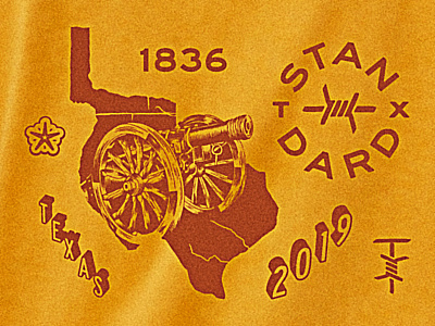 Texas Standard barbed wire cannon hand drawn illustration merchandise republic of texas standard texas