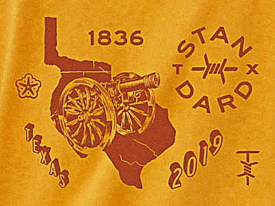 Texas Standard barbed wire cannon hand drawn illustration merchandise republic of texas standard texas