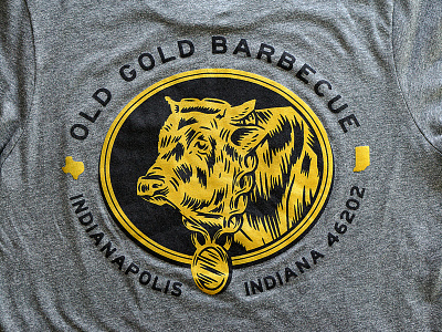 Old Gold Tees barbecue cow illustration indianapolis old gold screen printed tshirt