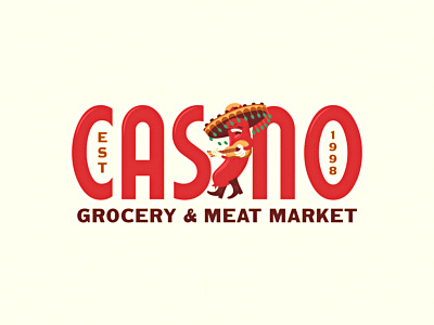Casino WIP casino grocery illustration market mascot meat merchandise sausage typography wip