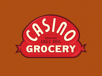 Casino Extension badge casino grocery identity illustration lettering lockup sausage seal texas