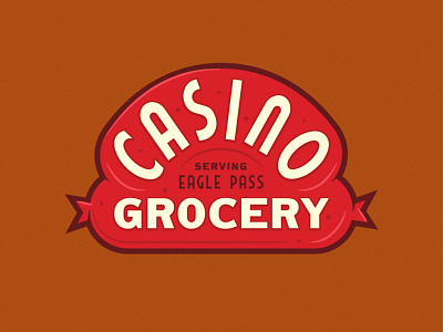 Casino Extension badge casino grocery identity illustration lettering lockup sausage seal texas