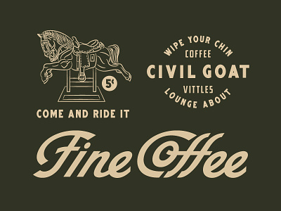 Civil Goat Extension brand extension civil goat coffee custom type fine coffee illustration lettering mechanical horse monoline script