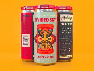 Divided Sky 16oz cider collaboration divided sky hoppy illustration package design packaging pinthouse pizza shacksbury