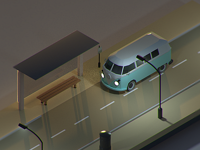 Bus Station 3d 3d art art cinema4d isometric render rendered rendering