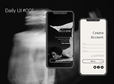 DailyUI #001 Sign up account app concept daily ui daily ui 001 login mobile app photography register screens sign up ui ui challenge