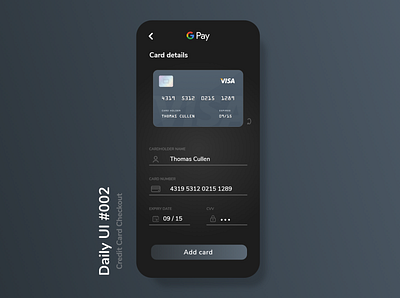 DailyUI #002 - Credit Card Checkout app checkout dailyui dailyui 002 google google pay