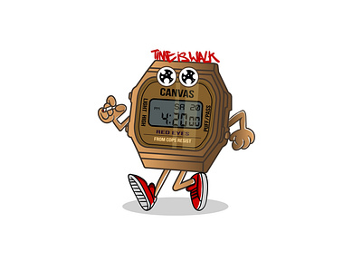 Time is walk 420 420 canvas casio character high 420 fourtwenty illustration vector