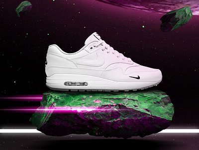 Nike Air Max 1 | White - Poster airmax asteroid clean colorful glow nike planet poster space