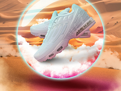 Nike Air Max Plus 3 | White - Poster airmax clean colorful glow graphic design modern nike photomanipulation poster
