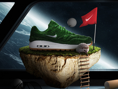 Nike Air Max 1 | Golf Grass - Poster airmax earth floating golf hedgehog nike space spaceship toys