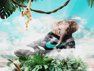 Nike Air Max 1 | Elephant - Poster air max clouds colorful elephant jungle monkey nike poster sky