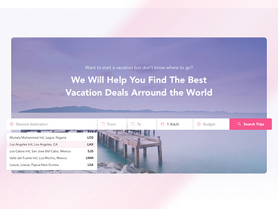 Main Search UI for Vacation Travel Website banner search travel ui ui desing vacation web design