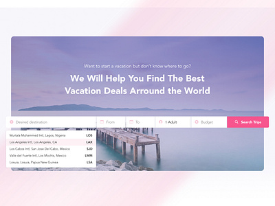 Main Search UI for Vacation Travel Website