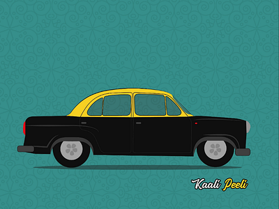 Kaali Peeli Cab car cab indian illustration