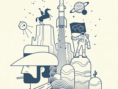 Cowboys & Astronauts design illustration vector