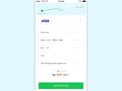 Credit Card Checkout | Flight booking 100 days of ui checkout page dailyui 002 design flight app flight booking mobileapp ux ui