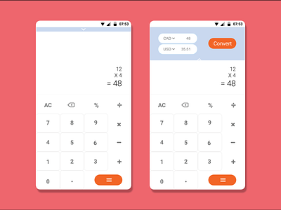 Daily UI 004: Calculator 100 days of ui 100dayproject calculator converter currency daily ui 004 mobileapp ui ux ui