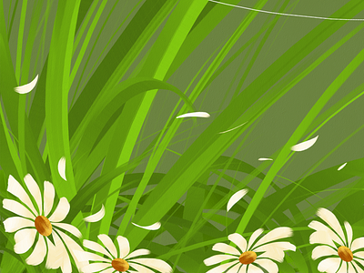 Flower and grass digital 2d digitalart illustration