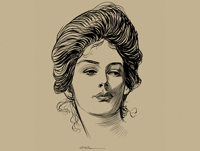 Portrait Woman - Dana Gibson design digital 2d illustration noir skecth