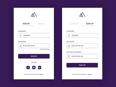 Sign In / Sign Up Screen app create account design login sign in sign up ui ux