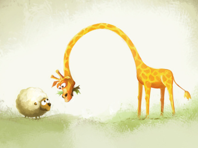 sheep and giraffe