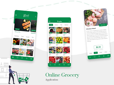Online Grocery Application android app application clean delivery ecommerce food delivery app grocery grocery store interface design ios ios app design online shopping online store product design ui ux