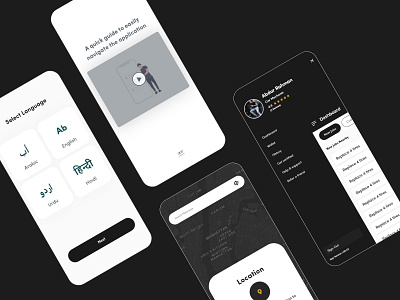 Service Marketplace app black and white booking app clean ui ecommerce interface design ios app design job location tracker marketplace minimal mobile app payment provider schedule service ux