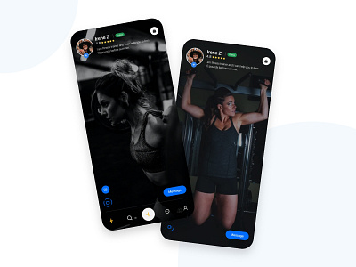 Fitness App Concept coach fitness graphic gym health ios app design mobile online course product profile share shop social media social network stories trainer user interface ux yoga