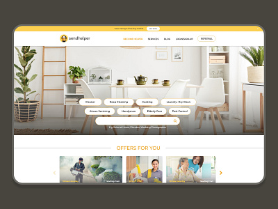 Home Services application booking cleaning service elderly handyman helping home landing page local marketplace online order plumber service web design