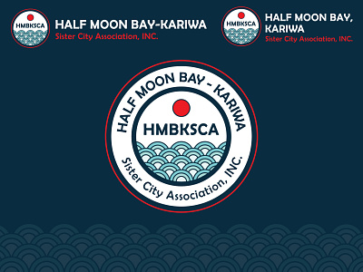Logo: Half Moon Bay Kariwa Sister City Association badge badge logo branding design foreign exchange graphic design japan logo logo design travel travel logo vector