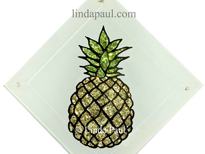 Pineapple Decor - Handmade tiles glass Art by artist Linda Paul art artist ceramic custom art illustration license pineapple art licensing pineapple pineapple art pineapple bling pineapple decor pineapples tiles