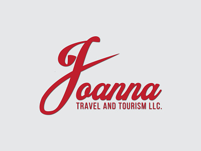 Joanna Travel Agency Logo agency air branding design elegent logo minimal red script font signatures travel travel agency turism typography white