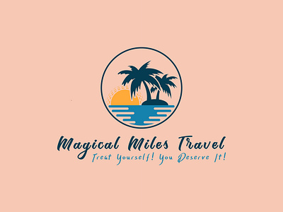 Magical Miles Travel Logo Design agency beach blue branding design icon logo minimal sun logo sun rays travel tree tree logo typography vector