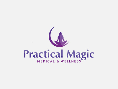 Practical Magic Logo admin blue branding design icon illustration logo medical meditation minimal typography vector wellness yoga