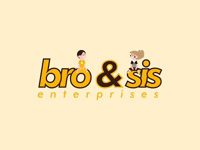 Bro and Sis logo cartoon clean design icon minimal store typography vector