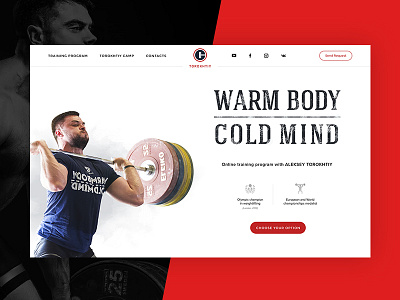Landing page for the olympic champion Aleksey Torokhtiy champion landing olympics powerlifting red sport