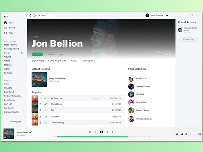 Spotify Light Theme Concept desktop app desktop app design light theme music app music app concept music app design music concept music player ui spotify spotify concept ui ux