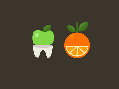Fruit and Teeth flat fruit icons illustration teeth