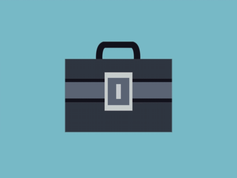 Feed the briefcase 2d 5:00est after effects animation bright colors clean flat icon icons illustration minimal motion streamline vector