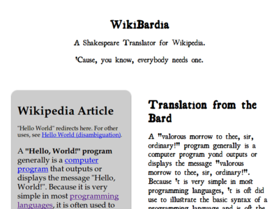 WikiBardia app funny responsive typogaphy