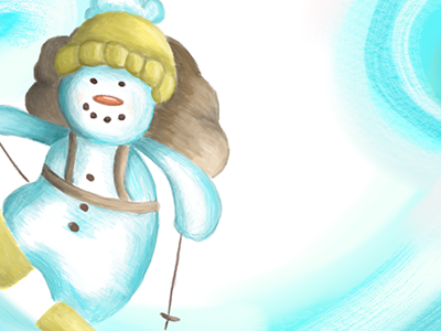 Skiing snowman childrens illustration christmas illustration snowman