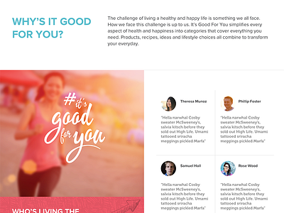 It's Good For You blog environmental healthy landing page testimonials web design
