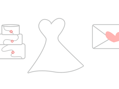 Wedding icons icons illustrations invitation pink wedding wedding cake wedding dress